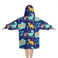 thumbnail image 2 of DarkBlue Cartoon Dinosaurs Pattern Blanket Hoodies for Kids 6-13YR Oversize Wearable Blanket Hoodies for Boys Girls Teens, 2 of 7