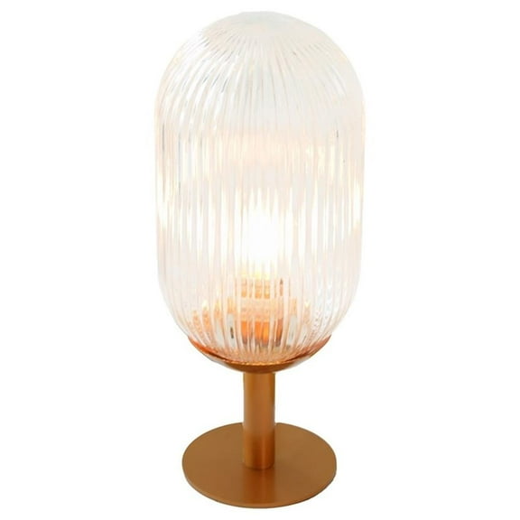 Aquila Bronze Base Table Lamp with Ribbed Glass Shade