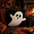 thumbnail image 5 of Halloween Throw Pillow Cover, Ghost Pumpkin Witch Print, Linen Cushion Case, 18x18 Set, Hidden Zipper, Spooky Decor for Sofa Couch by MPOISVA, 5 of 8