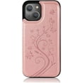 thumbnail image 6 of Compatible with iPhone 15 6.1 inch Case with Tempered Glass Screen Protector and Card Holder Wallet Cover Stand Flip Leather Cell Accessories iPhone15 5G i i-Phone i15 15Case Women Rose Gold, 6 of 12