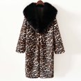 thumbnail image 3 of FNFYFH Women's Lapel Faux Fur Coat Long Leopard Print Fleece Jackets Long Sleeve Winter Warm Shaggy Jacket, 3 of 9