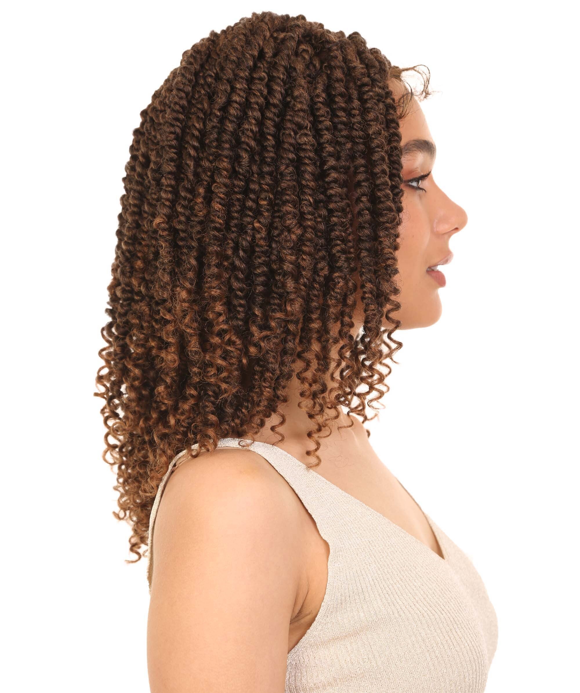 LUXLUXE 16″ Synthetic HD Lace Passion Twist Wig — Loose Curly Medium Length Springy Curls for Party, Wedding & Daily Wear