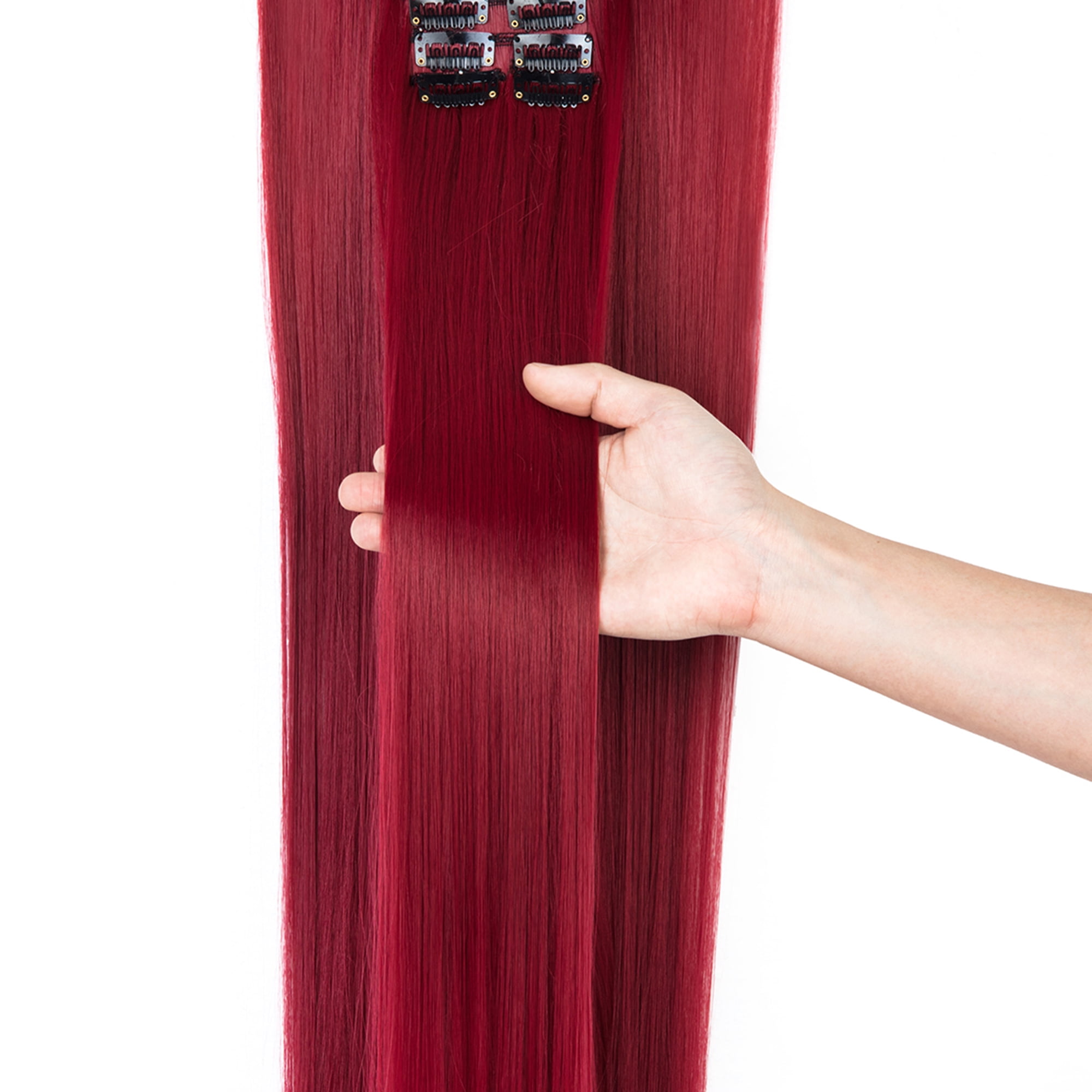 SHCKE Clip in Hair Extensions Dark Red 8Pcs Set Clip-in Hair 
