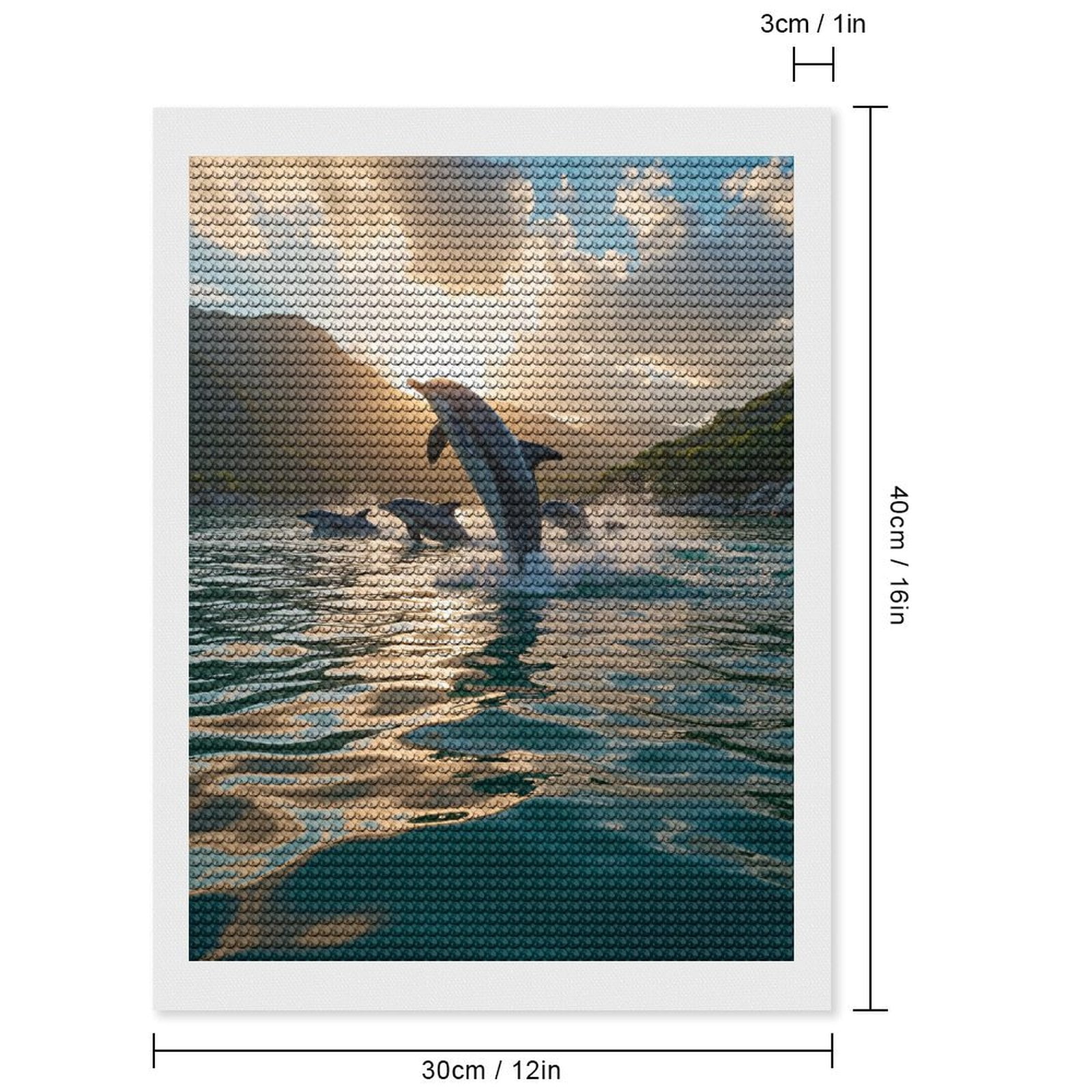 Diamond Art Kits for Adults - Dolphins Sunset Ocean Jumping Scenic 5d Diamond Painting for Adults, Diamond Art for Adults Beginners, Frameless Diamond Painting Kits for Adults for Home Wall Decor