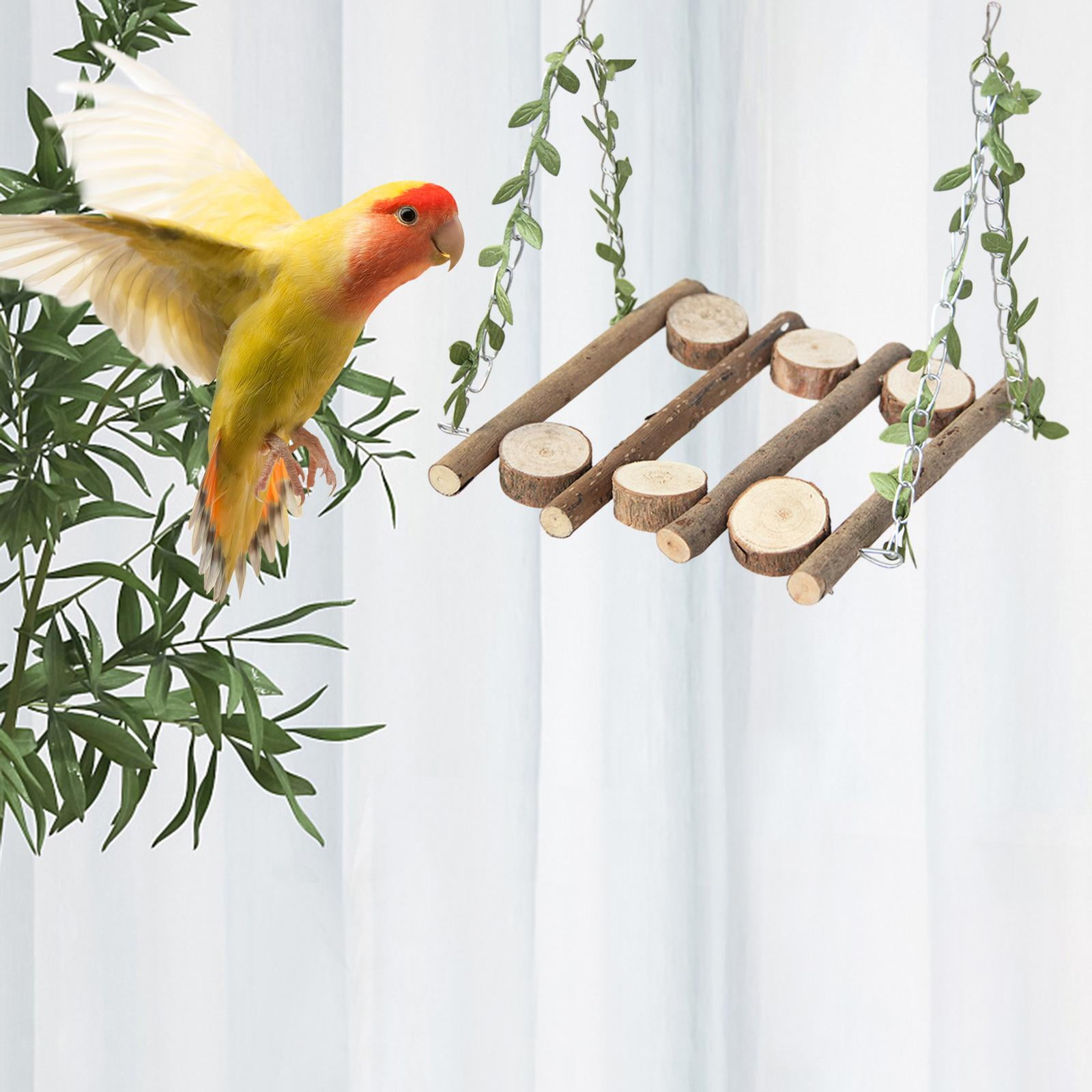 FITYLE Parrots Playground Wooden Play Stands Wood Perch Climbing Platform Bird Perch Play Birds Hanging Toys for Lovebirds Cockatiels