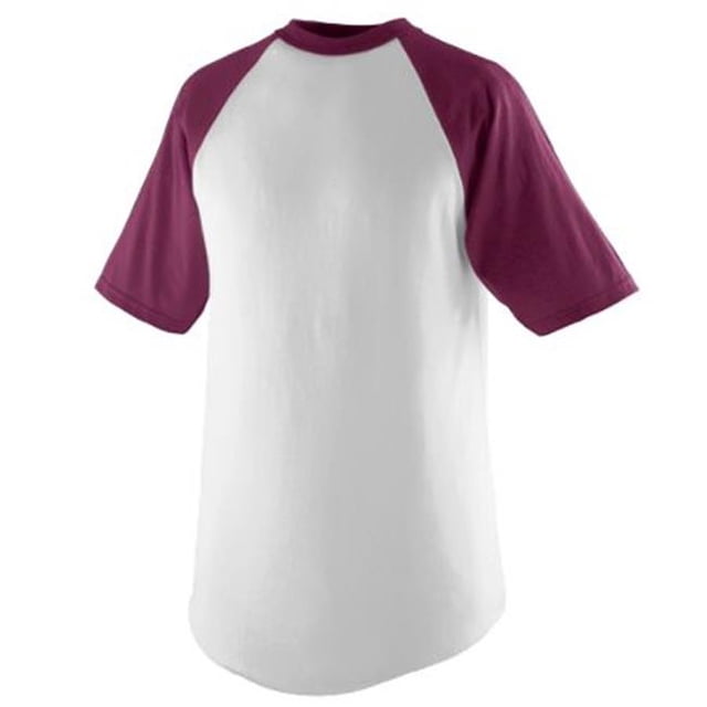 423A Adult Short Sleeve Baseball Jersey, White & Maroon - Small