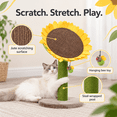 thumbnail image 3 of "Catry Sunflower 24"" Cat Tree with Leaves and Petals, Adjustable Multi-functional Cat Bed, Sisal Scratching Post", 3 of 8