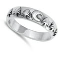 thumbnail image 4 of Moon Nature Pine Tree Camping Forest Ring .925 Sterling Silver Band Jewelry Female Male Size 5, 4 of 4