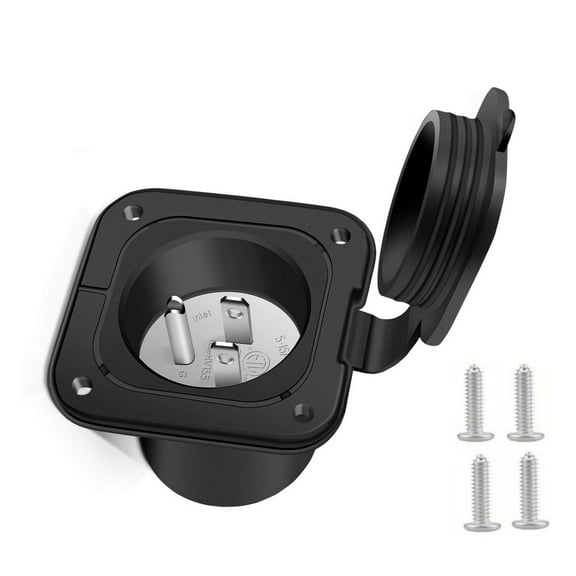 GUYUTING Multi-Use 15A RV Power Inlet 125V Copper Nylon Shell for RVs Campers Trailers Boats Generator Battery Charger Plug