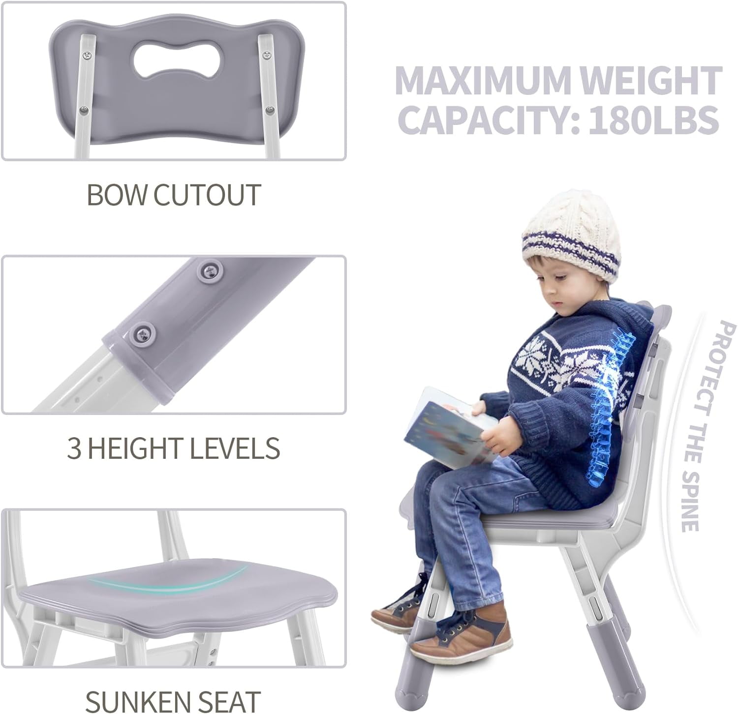 AINUO Toddler Table and Chairs Set for 4, 47.2''L x 23.6''W Kids Study Table and Chair Set, Height-Adjustable, Graffiti Desktop, Children Activity Table for Daycare, Classroom, Home
