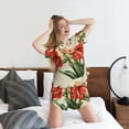 thumbnail image 5 of Susaid Vibrant Amaryllis Flowers Print Women's Pajama Set, Button-Up Sleepwear with Elastic Waist Shorts, Perfect for Lounging, Yoga, Beach, and Casual Wear-X-Large, 5 of 7