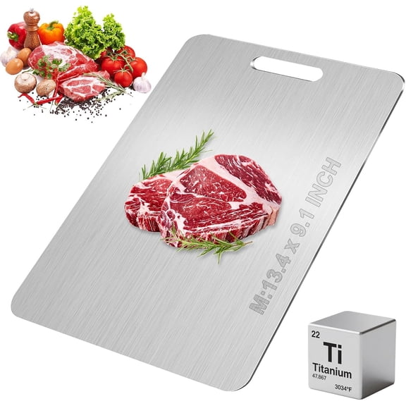 Katori Titanium Board, 2026 Pure Titanium Boards for Kitchen, Double Sided Metal Chopping Board, Non Dishwasher Safe Durable Metal Cut for Meat Fruit Vegetable (M)