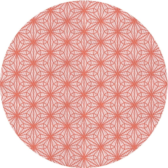 Ahgly Company Machine Washable Indoor Round Transitional Pink Area Rugs, 7' Round