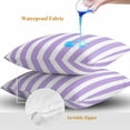 thumbnail image 4 of Throw Pillow Covers 26x26 Inch Set of 2, Purple Striped Waterproof Outdoor Pillow Covers, Modern Farmhouse Purple White Stripes Decorative Cushion Pillowcases for Couch, Sofa, Bed, Garden, Patio, 4 of 9