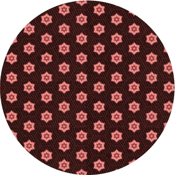 Ahgly Company Indoor Round Patterned Dark Scarlet Red Area Rugs, 5' Round