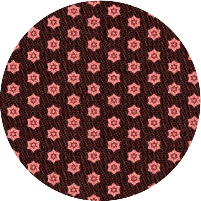 Ahgly Company Machine Washable Indoor Round Transitional Dark Scarlet Red Area Rugs, 6' Round