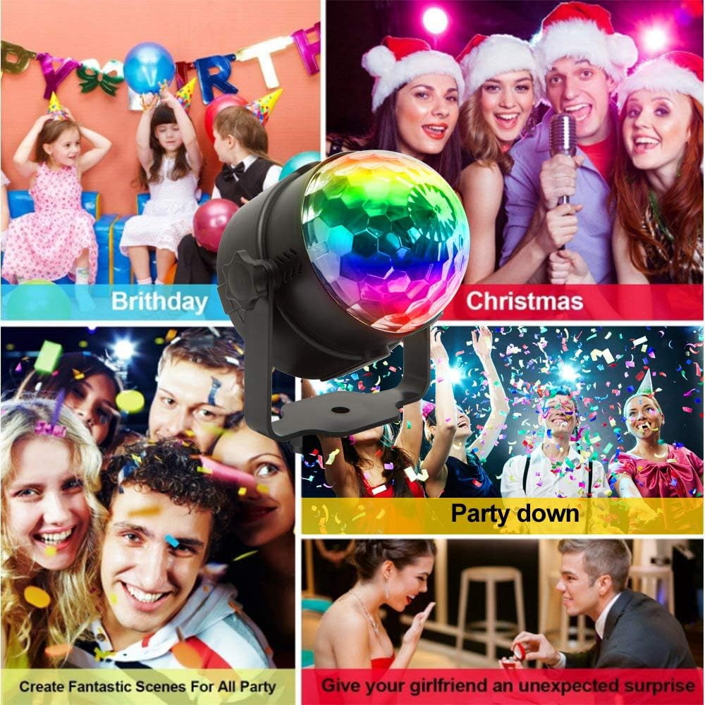 AGCAN 2 Pack Disco Ball Lights, Sound Activated Party Stage Lights with Remote Control, Music Sync DJ Strobe Lights for Home Dance Birthday Halloween Christmas Party Decorations