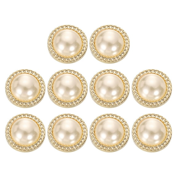 Uxcell 10pcs 48L Gold Faux Pearl Buttons 30mm 1-1/4" Plastic Round Sewing Button Replacement Craft Fastener for Coats Clothing DIY Decoration Crafts #3