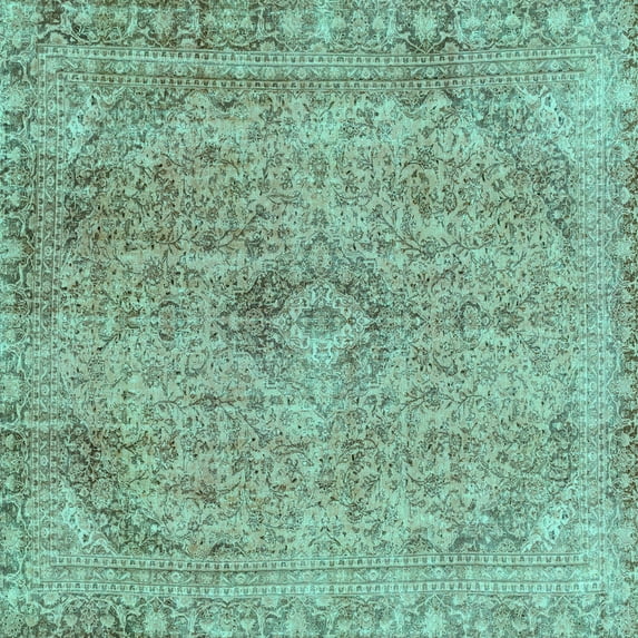 Ahgly Company Machine Washable Indoor Square Abstract Turquoise Blue Modern Area Rugs, 5' Square