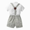 thumbnail image 4 of Toddler Kids Baby Boys Gentleman Outfit Shirt & Suspender Shorts Bow Tie Boy Baby Clothes Outfit Toddler Boy Clothes Suit 12M-5T, 4 of 7