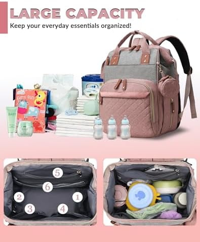 Diaper Bag with Changing Station, Waterproof 3 in 1 Diaper Backpack with Foldable Changing Pad, Baby Registry Search &Baby Shower Gifts - Newborn Essentials, Red-Green-Blue