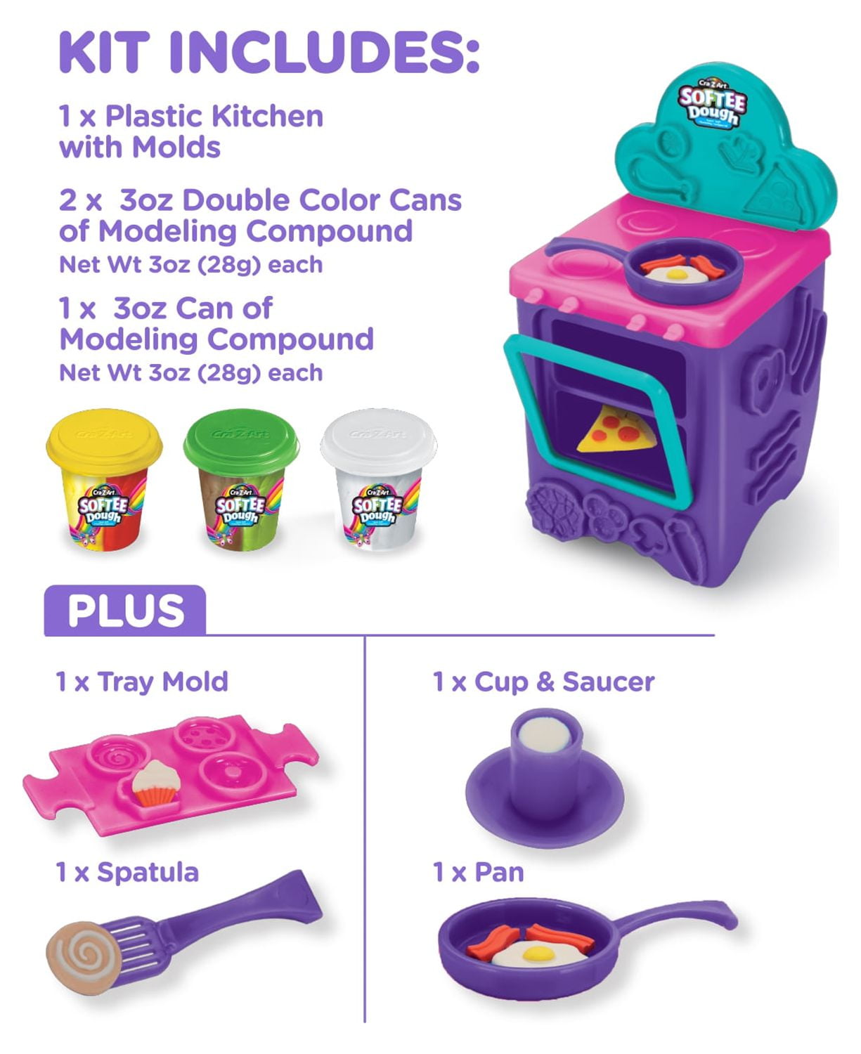 Cra-Z-Art Softee Dough Cra-Z-Kitchen Activity Kit with Many Colors