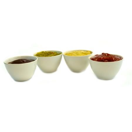 

Porcelain Condiment Sauce Dip Bowl Servers - Set of 4 with lids - Holds approx 5 oz