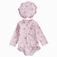 thumbnail image 1 of Ymyiu Baby Swimsuit Girl Long Sleeve Baby Girl Swimsuit Infant Rashguard Swimwear One Piece UPF 50+ Sun Protection Rash Guard Bathing Suit 0-3 Months (Pink,0-3 Months), 1 of 6