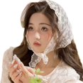 thumbnail image 1 of Lovely Lace Bandana Sheer Hair Kerchief Tie Back Headwrap Flower Pattern Small-fresh Turban for Girls Photo Props, 1 of 4