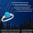 thumbnail image 2 of Gem Stone King 925 Silver and 10K Yellow Gold Simulated Blue Opal and White Moissanite Engagement Ring for Women | 1.36 Cttw | Oval Cabochon 9X7MM | Gemstone October Birthstone | Size 5, 2 of 7