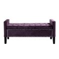 thumbnail image 2 of Inspired Home Megalan Velvet Storage Bench Button Tufted Silver Nailhead Trim Modern, Plum, 2 of 8