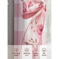 thumbnail image 7 of Pink Floral Print Semi Sheer Curtains 108 Inch Length 2 Panels Set, Checkered Bow Rose Flower Gingham Sheer Kitchen Curtain Privacy Voile Window Curtain for Living Room Bedroom Rod Pocket Drapes, 7 of 7