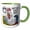 Green/White, variant on 3drose, Funny Cute Cool Rooster Mad at Alarm Clock Not and Early Bird Satire, 11oz Two-tone Red Mug