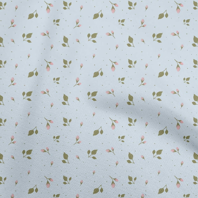 oneOone Polyester Spandex Light Blue Fabric Floral Craft Projects Decor Fabric Printed By The Yard 56 Inch Wide