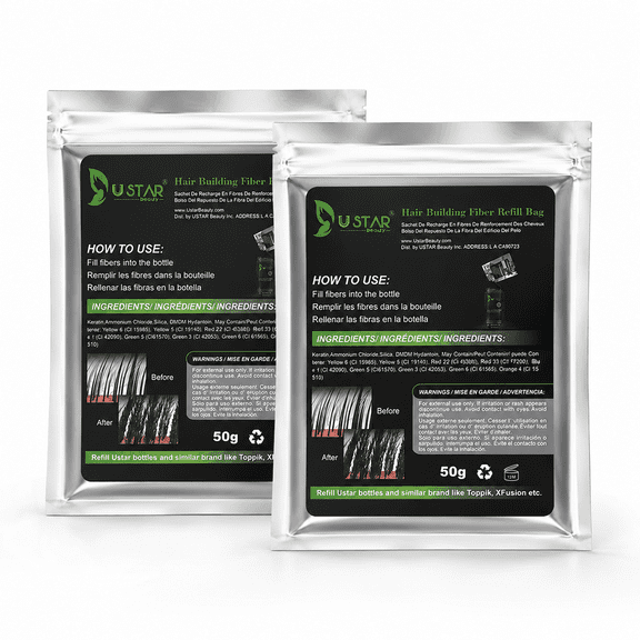 Ustar Hair Building Fibers Refill Bag 2 Pack Deal 50g/bag - Light Blonde