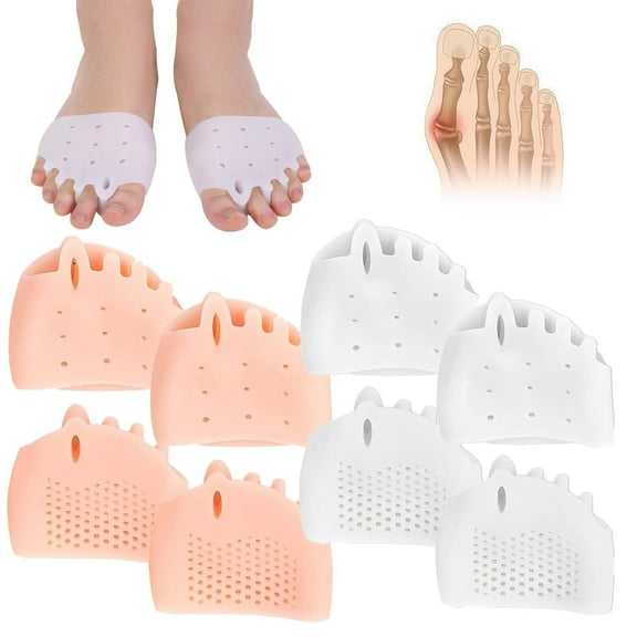 Isasaka Silicone Toe Spacers & Bunion Corrector, Soft Breathable Gel Toe Separators for Pain Relief, 4 Count