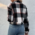 thumbnail image 4 of Baqcunre Jackets For Women Plaid Tops Shirts For Womens Casual Long Sleeve Short Vintage Pocket Slouchy Crop Tops Womens Fall Fashion 2023 Black L, 4 of 4