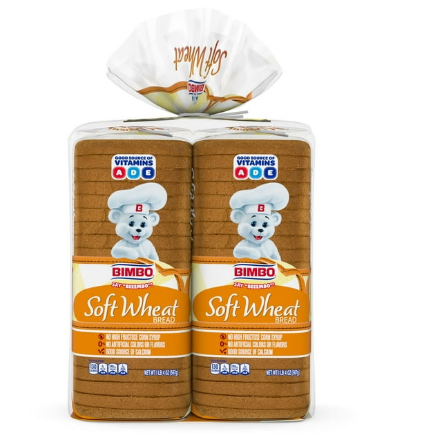 Bimbo Soft Wheat Bread Family Pack 20 oz, 2 pk.
