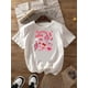 thumbnail image 2 of Women's Playful Valentine's Day T-Shirt - White, Short Sleeve, Round Neck with Vibrant Cartoon Prints of Hearts & Flowers - Casual Polyester Blend Top, Perfect for Spring & Summer, 2 of 7