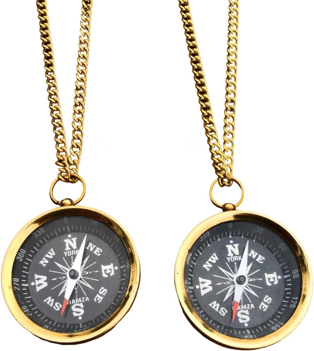 Nautical Brass Compass with Chain - Personalized Vintage Compass - Working Locket Compass Travelers Gift, Friends Gift, Girlfriend/Boyfriend Gift
