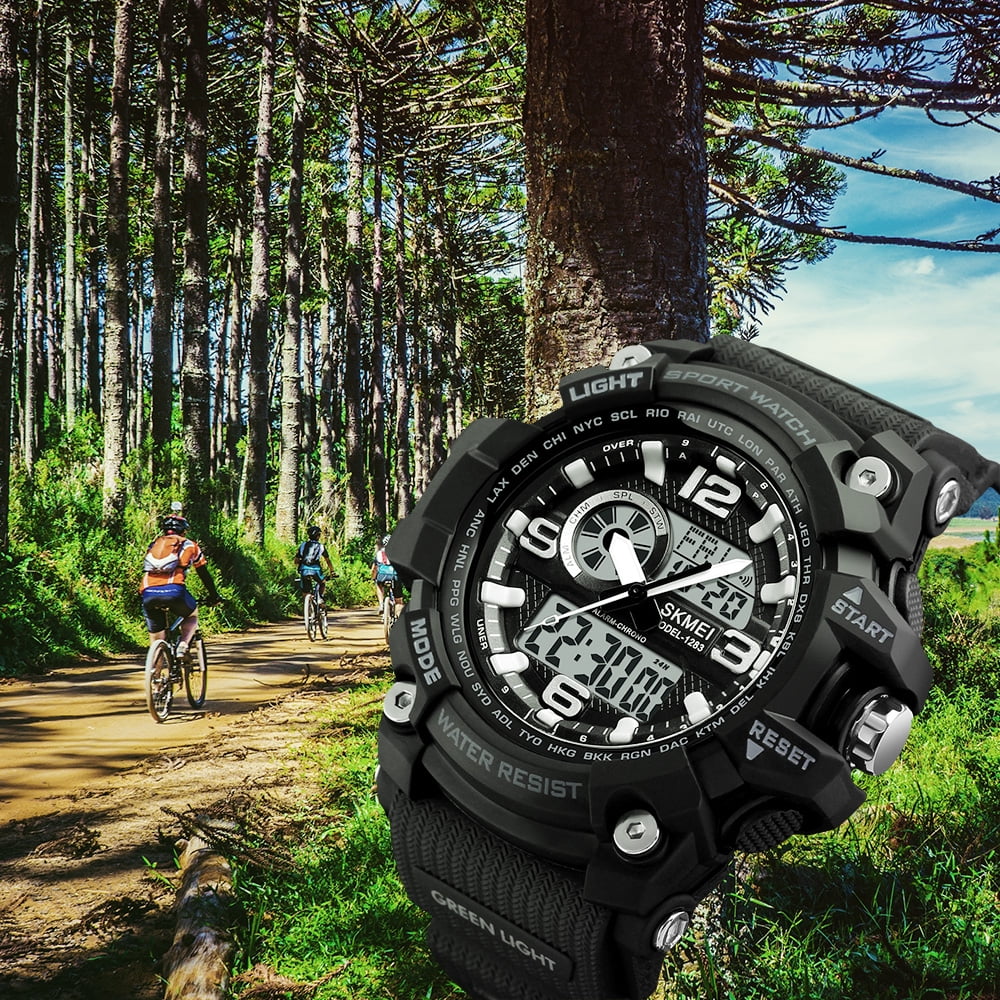 SKMEI Men's Analog Sports Watch, LED Military Digital Watch Electronic Stopwatch Large Dial Time Outdoor Army Wrist Watch
