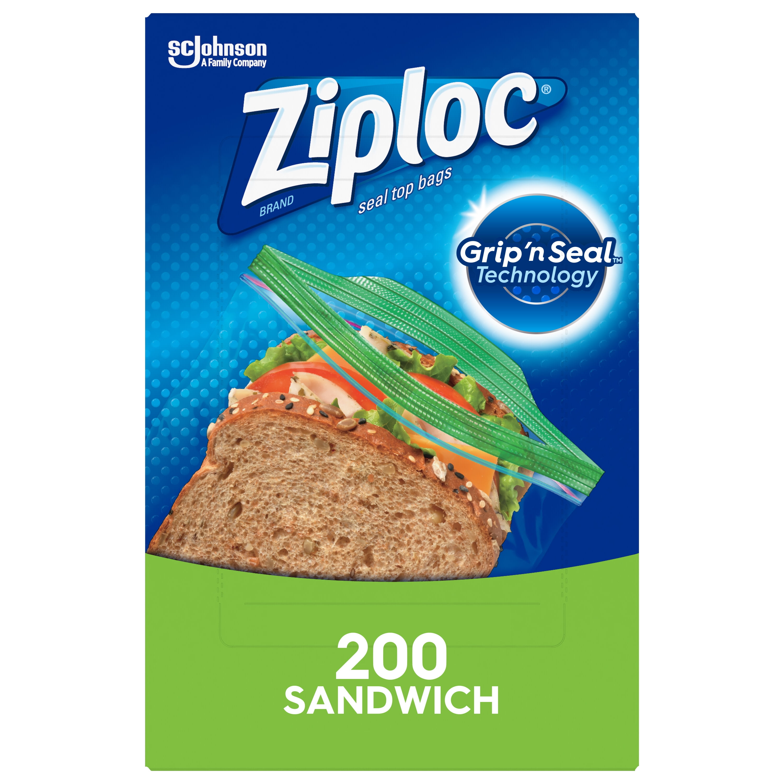 Ziploc® Brand Sandwich Bags with Grip 'n Seal Technology, 200 Count