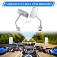 thumbnail image 2 of Unique Bargains 1set Motorcycle Rear View Mirrors Handlebar Mirrors Universal Adjustable Iron Plastic Chrome Silver Tone M10 Square Shape, 2 of 8