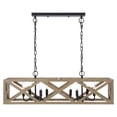 thumbnail image 3 of SAFAVIEH Quentin 8 Light X-Frame Modern Pendant, Black/Wood, 3 of 5