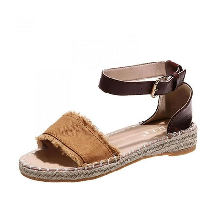 

Homedles Sandals for Women- Summer Gift for women Flat Plus Size Open Toe Comfortable Gladiator Sandals Brown
