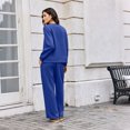 thumbnail image 5 of DORKASM Womens 2 Piece Sets Mock Neck Long Sleeve Tops Wide Leg Pants Lounge Set Vacation Travel Fall Outfits Tracksuit Blue M, 5 of 7