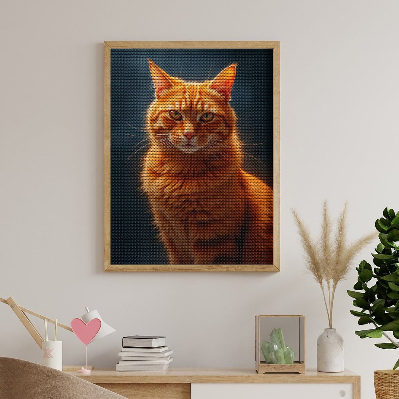 Diamond Art Kits for Adults, Orange Cat Regal Portrait 5D Diamond Painting Kits for Adults Beginners, DIY Full Drill Diamond Painting, Gem Art and Crafts 12x16