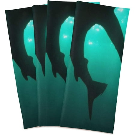 

GZHJMY Sea Shark Kitchen Dish Towels Set of 4 Dishcloths Absorbent Soft Towels Hand Towels Tea Towels 18 x 28