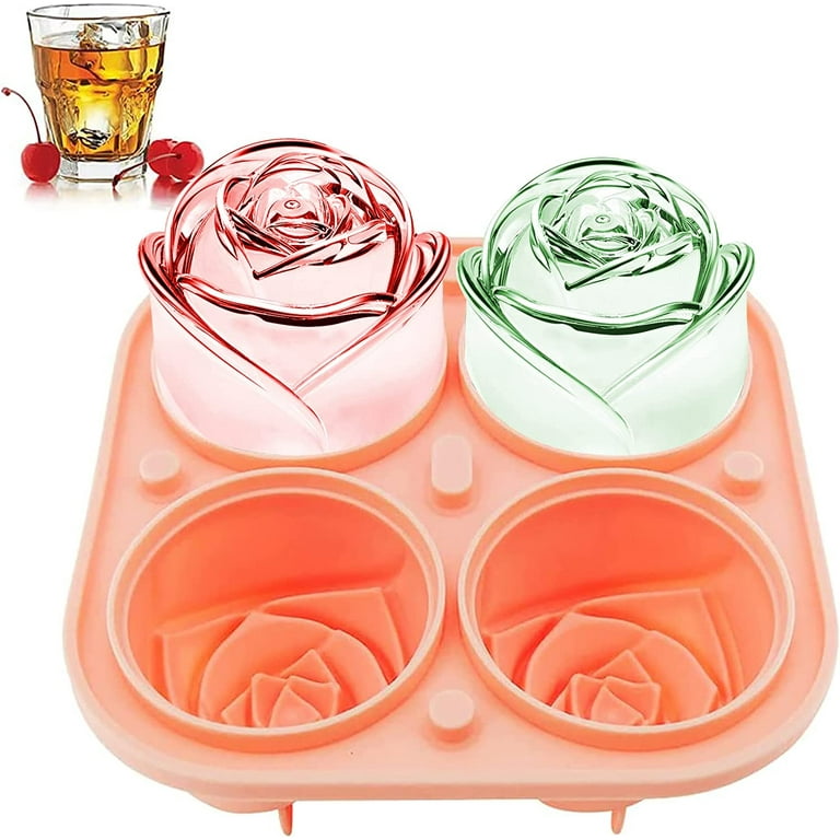 Rose Heart Ice Mold - Silicone - Pink - Green - 2 Patterns - ApolloBox