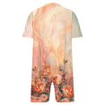 thumbnail image 2 of Plus Size Short Sleeve Rompers for Women Summer Loose Fit V Neck Camo T Shirt Romper Shorts with Pockets XL-5XL (2XL, Orange), 2 of 5